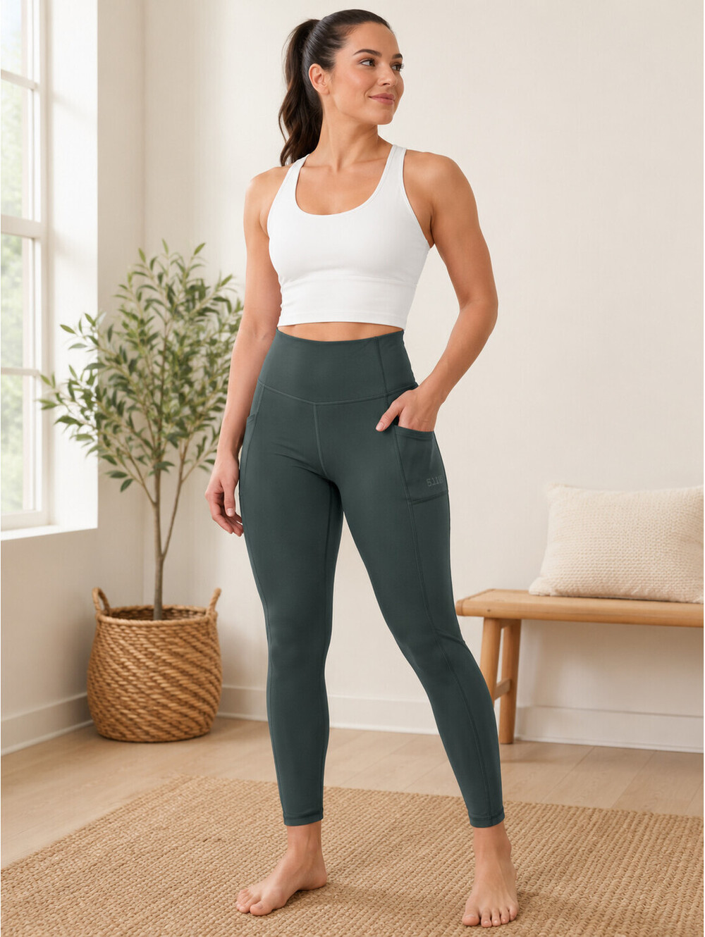 5.11 Tactical PT-R Complex High Waisted Pocket Tight Womens M Green Athletic Gym
